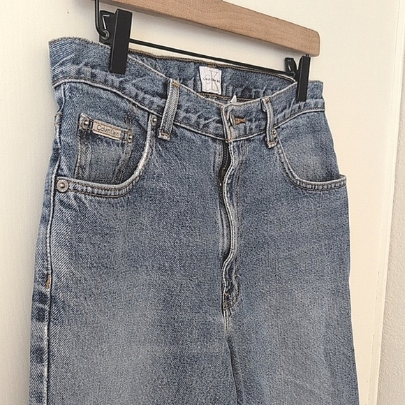 Vintage 90s Womens 30x30 Calvin Klein Jeans Dark Stone Wash Distressed Casual - Picture 4 of 9